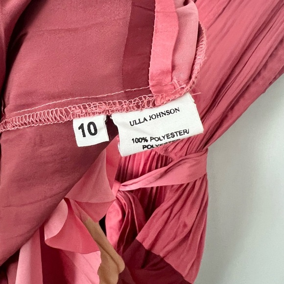 ULLA JOHNSON Marsha Pleated Japanese Satin Midi Dress in Cerise Sz 10 - Picture 8 of 9